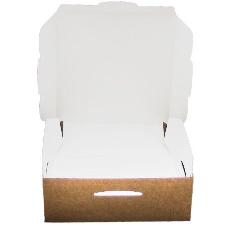 CAJA CARTON CUADRADA AUTOMONTABLE BIO 300X300X120mm ESPECIAL PARA ENVIOS, TARTAS, REGALOS, LIBROS, DESAYUNOS, ETC..