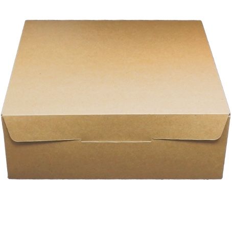 CAJA CARTON CUADRADA AUTOMONTABLE BIO 340x340x120mm ESPECIAL PARA ENVIOS, TARTAS, REGALOS, LIBROS, DESAYUNOS, ETC..