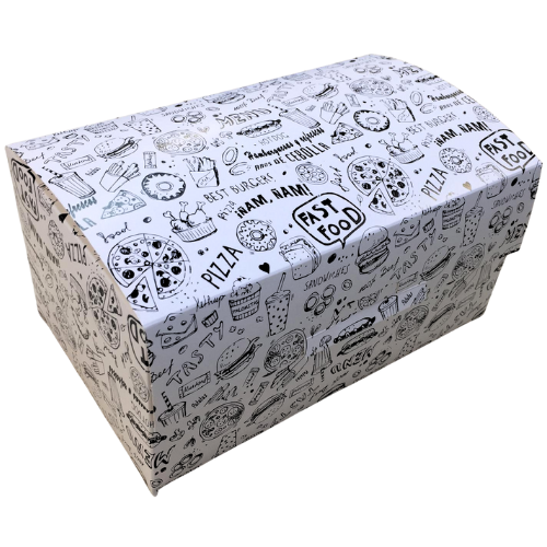 CAJA CARTON FOLDING DISEÑO FAST FOOD 205x120x100mm fondo automático