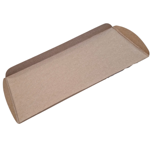 BANDEJA CARTON KRAFT TRICAPA PLANA CON BORDES 230X100x15mm