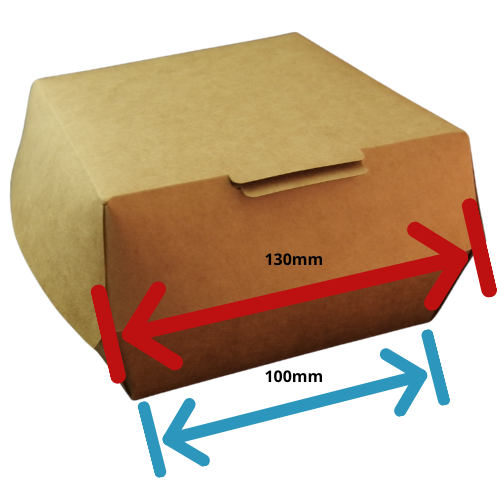 CAJA CARTON KRAFT 130X130X70mm PARA HAMBURGUESAS fondo 100x100mm