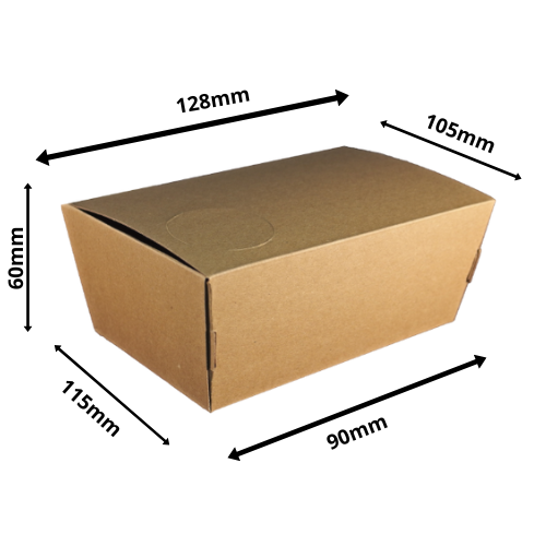 CAJA PAPEL BIO KRAFT TRICAPA CON TAPA TROQUELADA AUTOMONTABLE 128X105X60mm fondo 115x90mm