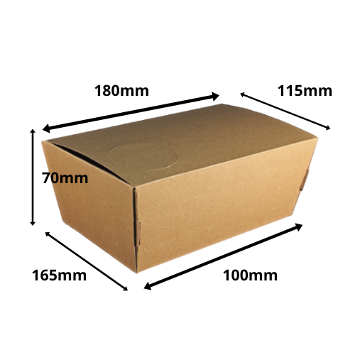 CAJA PAPEL BIO KRAFT TRICAPA CON TAPA TROQUELADA AUTOMONTABLE 180x115x70mm fondo 165X100mm