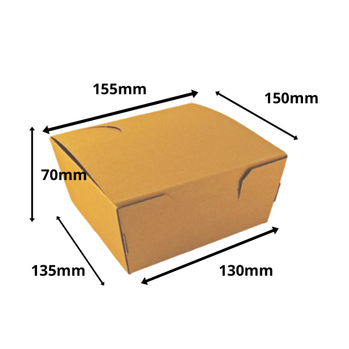 CAJA PAPEL BIO KRAFT TRICAPA CON TAPA TROQUELADA AUTOMONTABLE 155X150X70mm fondo 135x130mm